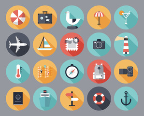 A collection of icons including a travel