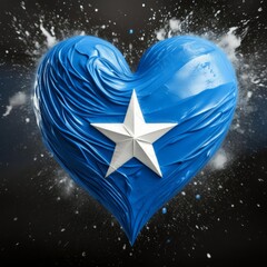 heart painted with Republic of the Somalia flag ,generated by AI - obrazy, fototapety, plakaty