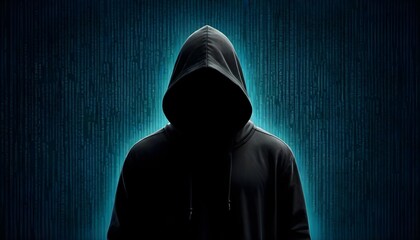 silhouette of a person in a hood, A person in a hoodie hacks computer networks