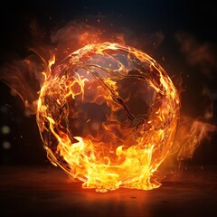 Fire ball. Illustration on black background for design, 3d