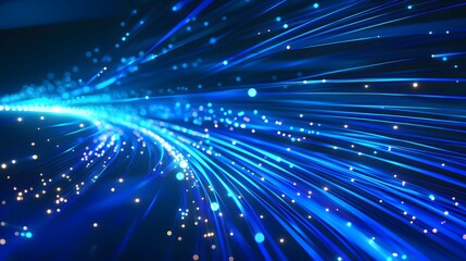 Obraz premium Blue light streak, fiber optic, speed line, futuristic background for 5g or 6g technology wireless data transmission, high-speed internet in abstract. internet network concept. vector design.
