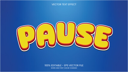 Fototapeta premium Editable text effect vector pause