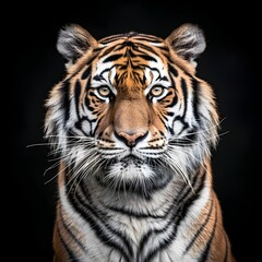 Majestic Tiger with Piercing Eyes in Close Up Portrait