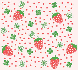 Strawberry pattern with strawberry and strawberry on a pink background.