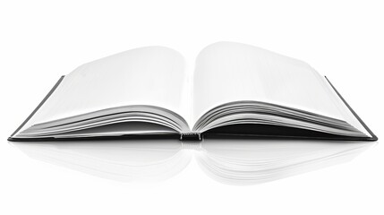 Fototapeta premium Blank notebook cover displayed on a white background with reflections.