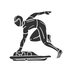 Skeleton Sport Icon Silhouette Illustration. Winter Sports Vector Graphic Pictogram Symbol Clip Art. Doodle Sketch Black Sign.