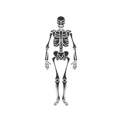 Skeleton Icon Silhouette Illustration. Human Body Vector Graphic Pictogram Symbol Clip Art. Doodle Sketch Black Sign.