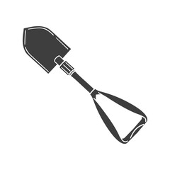 Shovel Folding Icon Silhouette Illustration. Tools Vector Graphic Pictogram Symbol Clip Art. Doodle Sketch Black Sign.