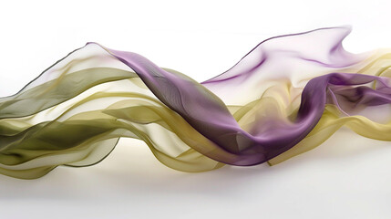 A gentle wave of amethyst and olive green, gracefully set against a stark white backdrop, captured with the clarity of an HD camera.