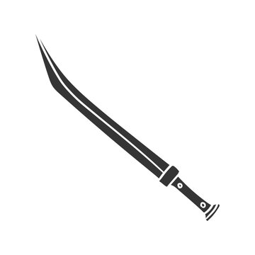 Siccae Sword Icon Silhouette Illustration. Ancient Weapons Vector Graphic Pictogram Symbol Clip Art. Doodle Sketch Black Sign.