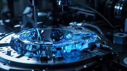 A holographic repair manual displayed over a broken machine, guiding a technician through the repair process stepbystep 
