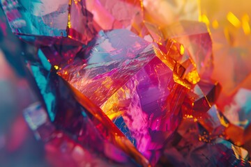 A macro shot of a colorful gemstone, showcasing the internal fractures, inclusions, and vibrant colors with incredible detail 