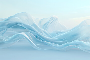 A sky blue wave, airy and light, delicately moves over a pale blue background, capturing the serenity of the sky.