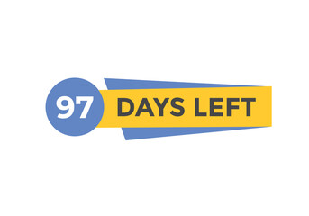 97 days to go countdown template. 97 day Countdown left days banner design. 97 Days left countdown timer
