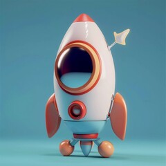 3d render of rocket in cartoon style