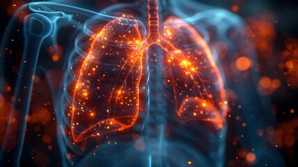 Glowing Holographic Visualization of Lungs and Respiratory System on Medical Digital Interface