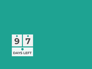 97 days to go countdown template. 97 day Countdown left days banner design. 97 Days left countdown timer
