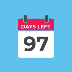 97 days to go countdown template. 97 day Countdown left days banner design. 97 Days left countdown timer
