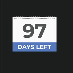 97 days to go countdown template. 97 day Countdown left days banner design. 97 Days left countdown timer
