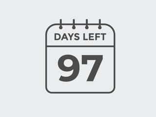 97 days to go countdown template. 97 day Countdown left days banner design. 97 Days left countdown timer
