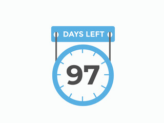 97 days to go countdown template. 97 day Countdown left days banner design. 97 Days left countdown timer
