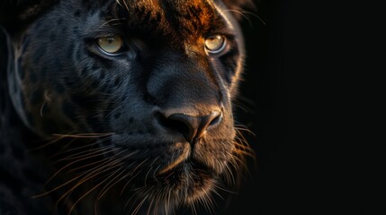 Capturing the powerful gaze of a panther, on a black background