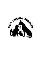 Cat, dog and rabbit are best friends forever