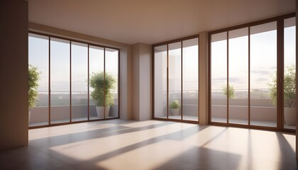 Obraz premium empty room with windows