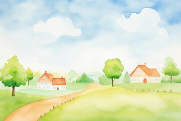 Naklejka premium basic watercolor landscape