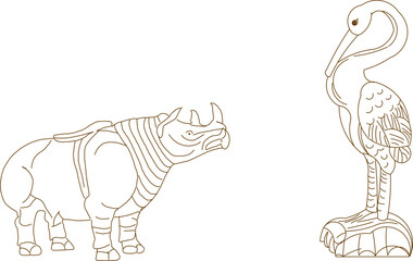 Detailed vector sketch traditional ethnic mythological animal design illustration