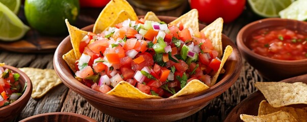 Traditional mexican food mix with traditional spicy meal. Tacos with homemade salsa, limes and parsley.  Many dishes of mexican cuisine. Festive dia de los muertos. Cinco de Mayo