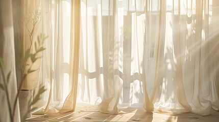 White curtains sunlight