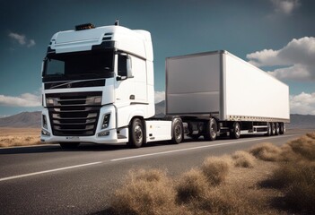 'road truck render 3d illustration car vehicle transportation technology lorry transport industry cargo isolated trailer auto industrial metal engine automatic automobile three-dimensional'