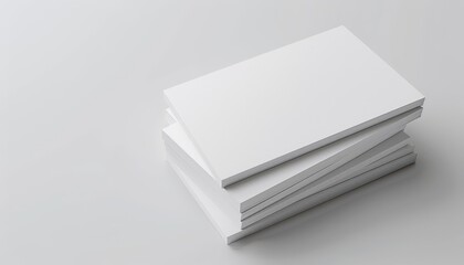 A stack of blank business cards with a clean, professional design, perfect for showcasing logos and branding elements 