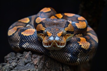 Obraz premium Boa Constrictor: Wrapped around a tree trunk with muscular body, illustrating strength