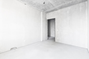 interior of the apartment without decoration in gray colors. rough finish