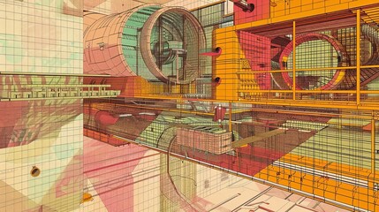 illustration of a retro futuristic space station