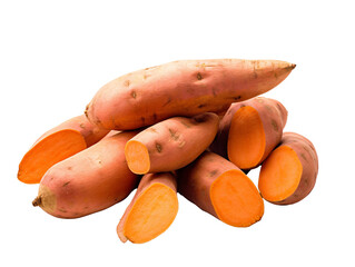a pile of orange potatoes