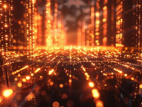 Inside a quantum computer, millions of qubits dance in a mesmerizing ballet of glowing binary code, rendered in a scientifically accurate  