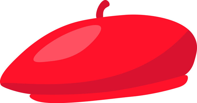 Flat cartoon street French artist red hat icon