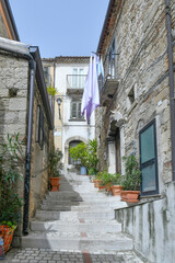A street among the old houses of Pietracatella, a medieval village in Molise, Italy.