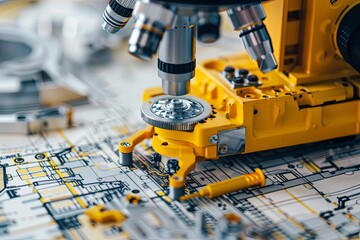 Fototapeta premium Construction Process under Microscope. This image is perfect for companies involved in engineering research and construction technologies. materials and microscopic details, Generative AI.