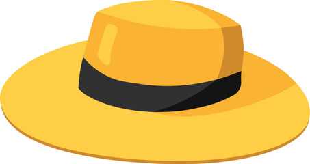 Flat cartoon yellow summer hat icon