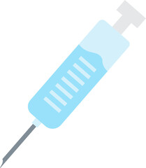Syringe filled with liquid medicine icon. Intramuscular injection instrument, medical stroked cartoon element for modern and retro design. Simple color vector pictogram isolated on white background