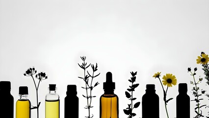 Capturing the Essence: Still Life of Small Bottles of Essential Oils and Herbs. Concept Still Life Photography, Essential Oils, Herbs, Small Bottles, Essence