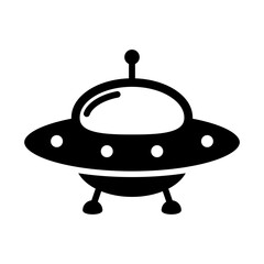 Cartoon UFO icon, alien spaceship icon.