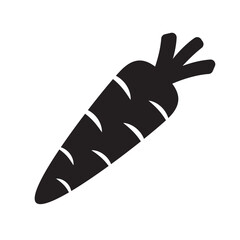 Carrot Icon, Vegetable in black silhouette vector icon.