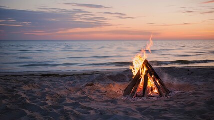 Fototapeta premium Beach bonfires. capturing the warmth and magic of bonfires with friends and loved ones