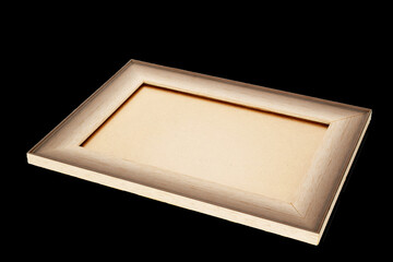 One photo frame, macro, isolated on a black background.