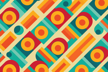 Retro seamless pattern colorful nostalgic background vector design